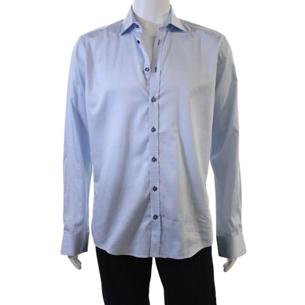 Sand Copenhagen Mens Spread Collar Dress Shirt Light Blue Long Sleeve Size 43